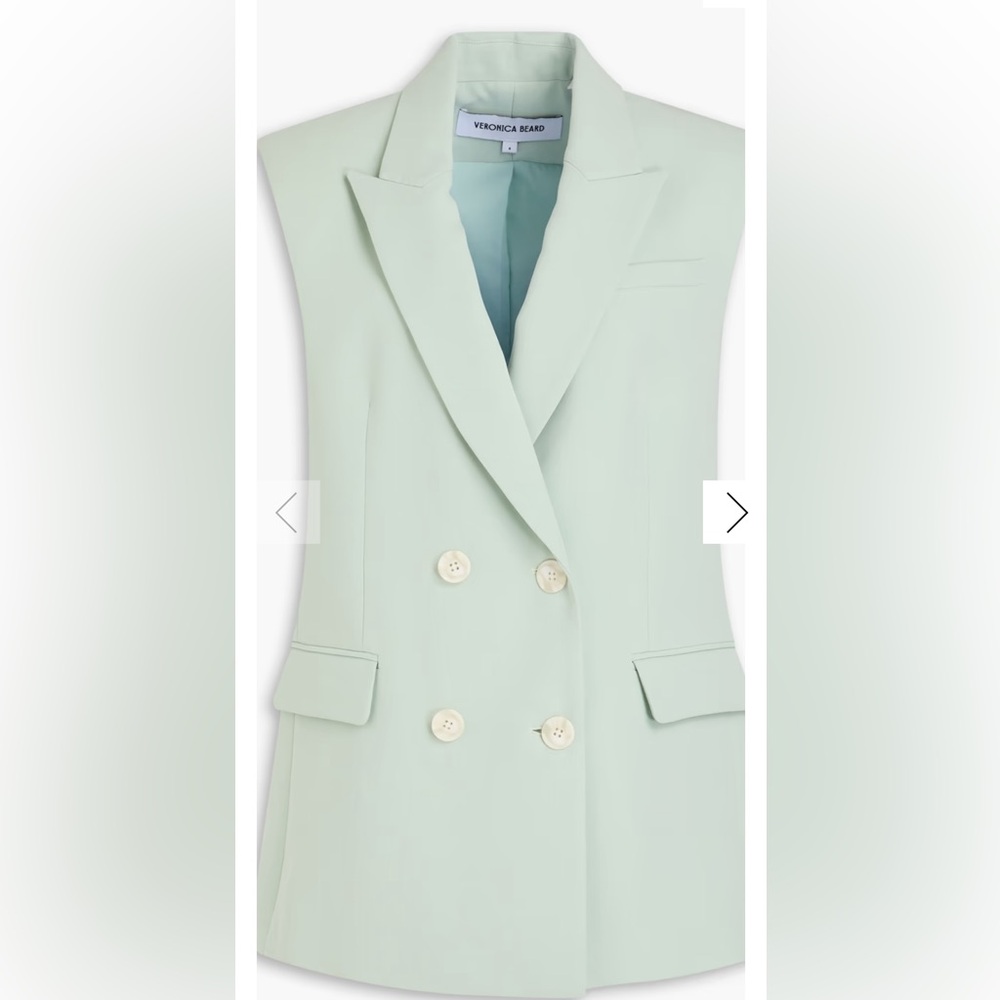 Veronica Beard Becca Longline Vest Blazer Sea Green